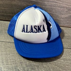 Vintage Alaska youth trucker blue embroidered eagle mesh back SnapBack 80’s hat